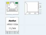 HR951155A vertikal 10Base-T m. LED